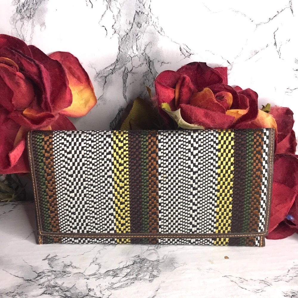 Woven Brown and Yellow Woven Boho Hippie Wallet